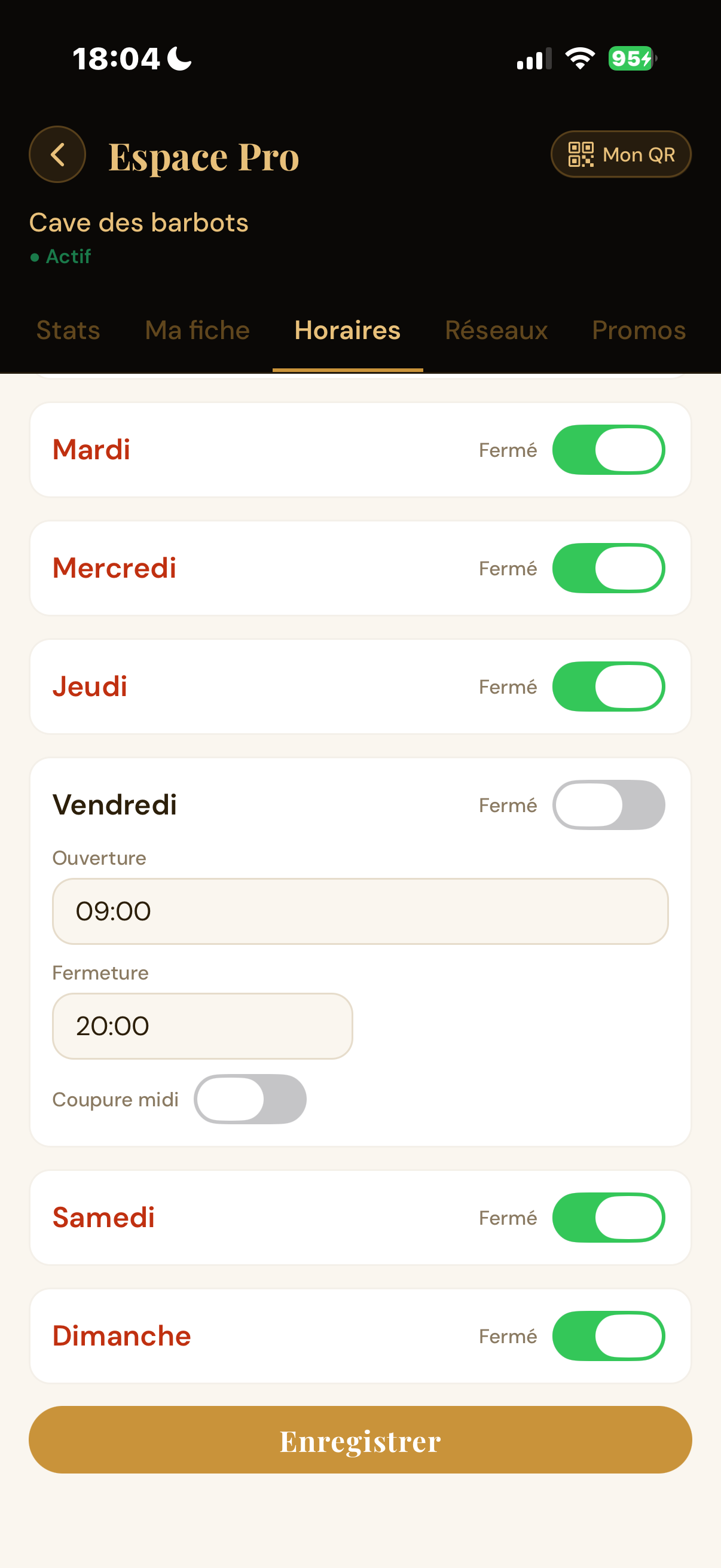 Gestion des horaires